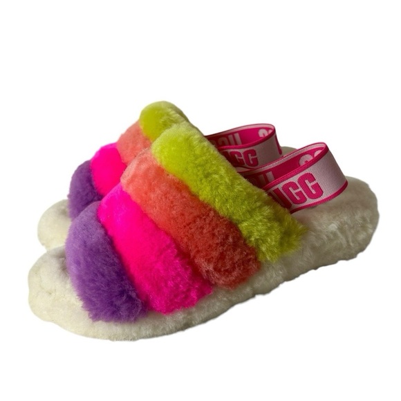 UGG Shoes - UGG Fluff Yeah Slides NWOT - Shearling Fluff Slides in Yellow Pink Purple